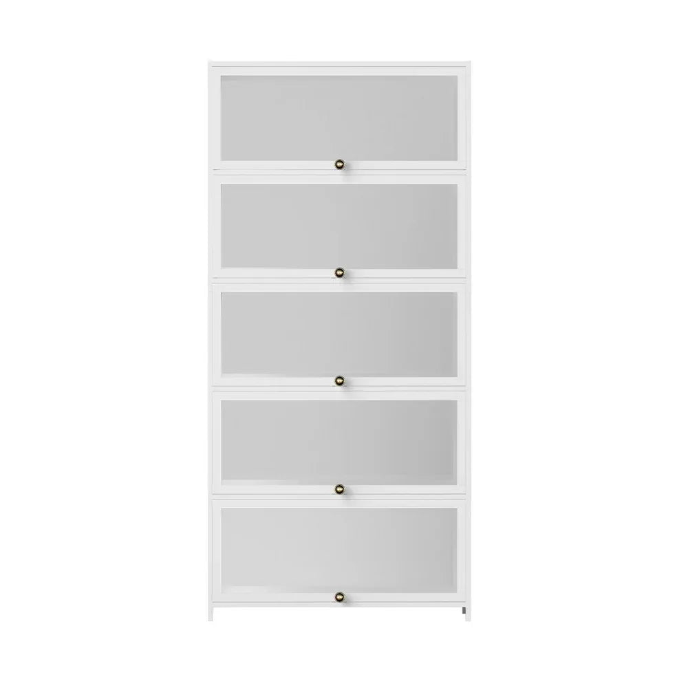 Artiss 5-Tier Display Cabinet Storage Bookshelf Clear Shelf White - Mekamart Australia