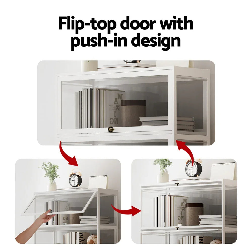Artiss 5-Tier Display Cabinet Storage Bookshelf Clear Shelf White - Mekamart Australia