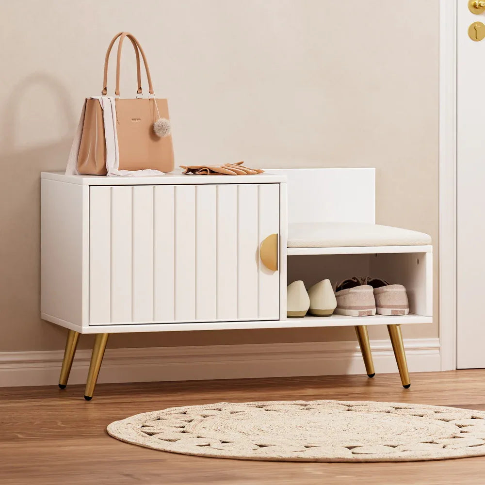 Artiss Shoe Rack Cabinet Bench 6 Pairs White - Mekamart Australia
