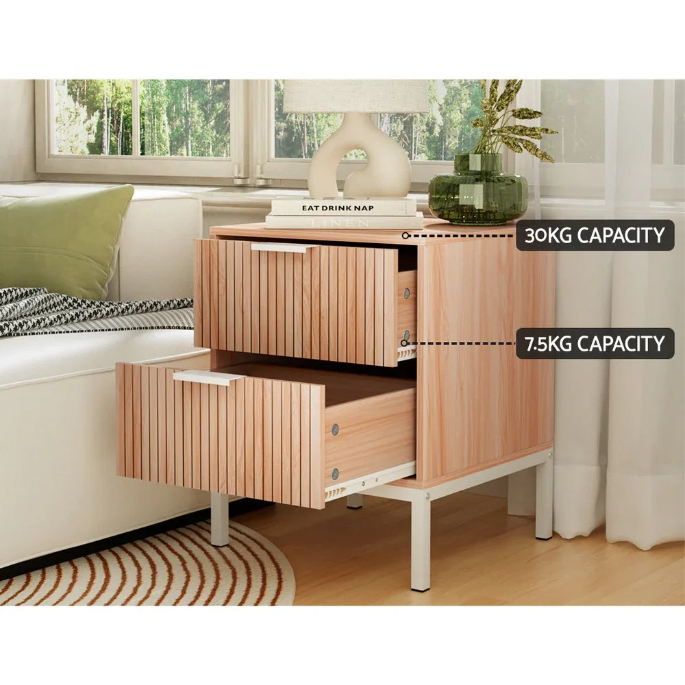 Artiss Bedside Table Drawers Side End Table Storage Cabinet Nightstand Pine LURA - Mekamart Australia