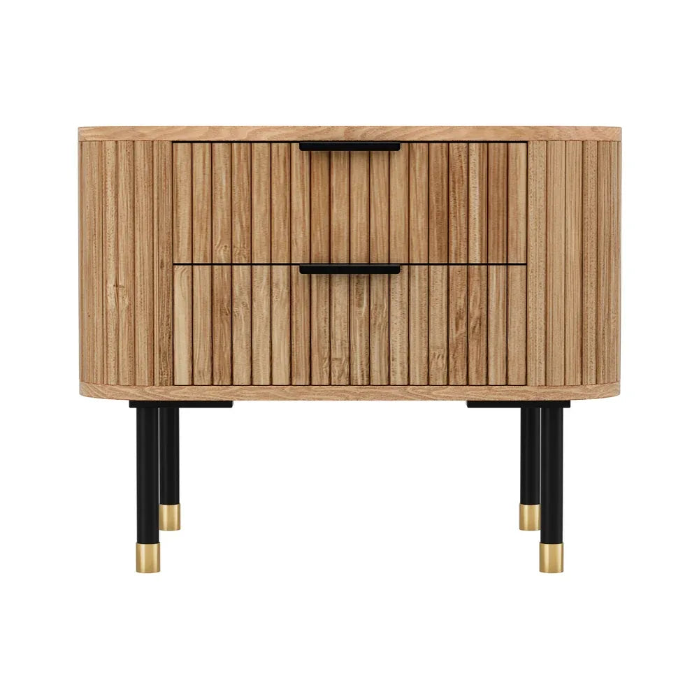 Artiss Bedside Table 2 Drawers Paulownia Wood Pine - Mekamart Australia