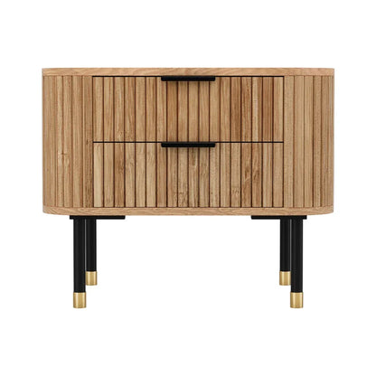 Artiss Bedside Table 2 Drawers Paulownia Wood Pine - Mekamart Australia