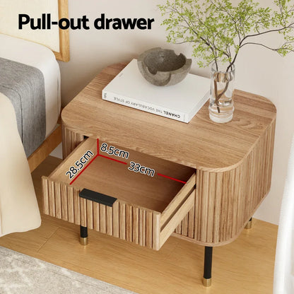 Artiss Bedside Table 2 Drawers Paulownia Wood Pine - Mekamart Australia