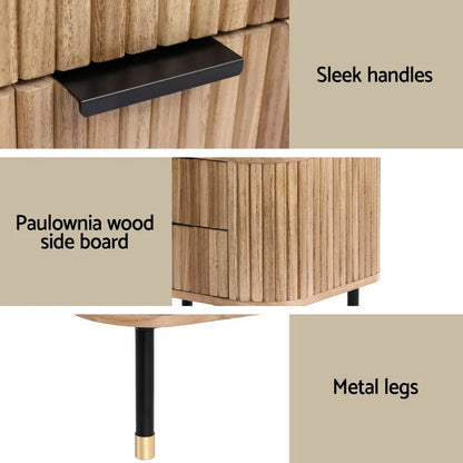 Artiss Bedside Table 2 Drawers Paulownia Wood Pine - Mekamart Australia