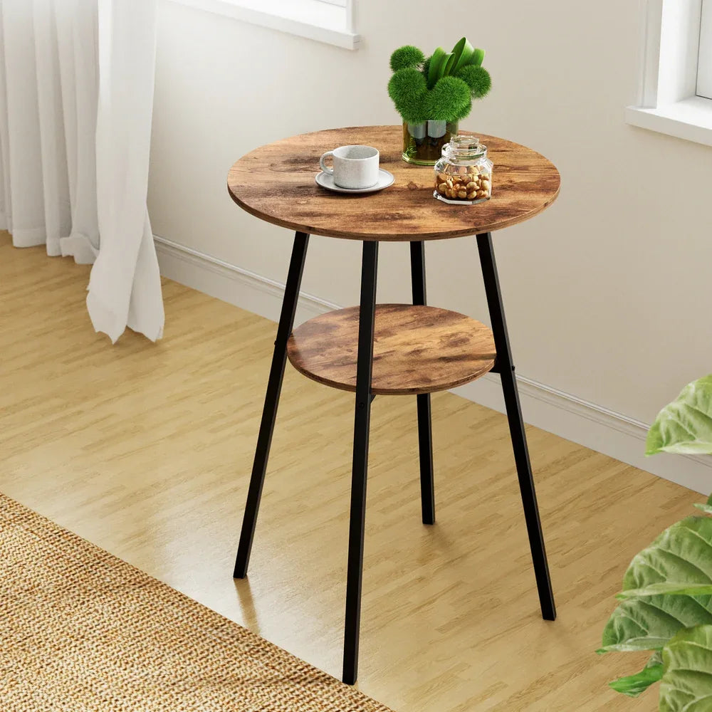 Artiss Industrial Bar Table with 2-Tier Organizer Weather-Resistant MDF Top Steel Frame - Mekamart Australia
