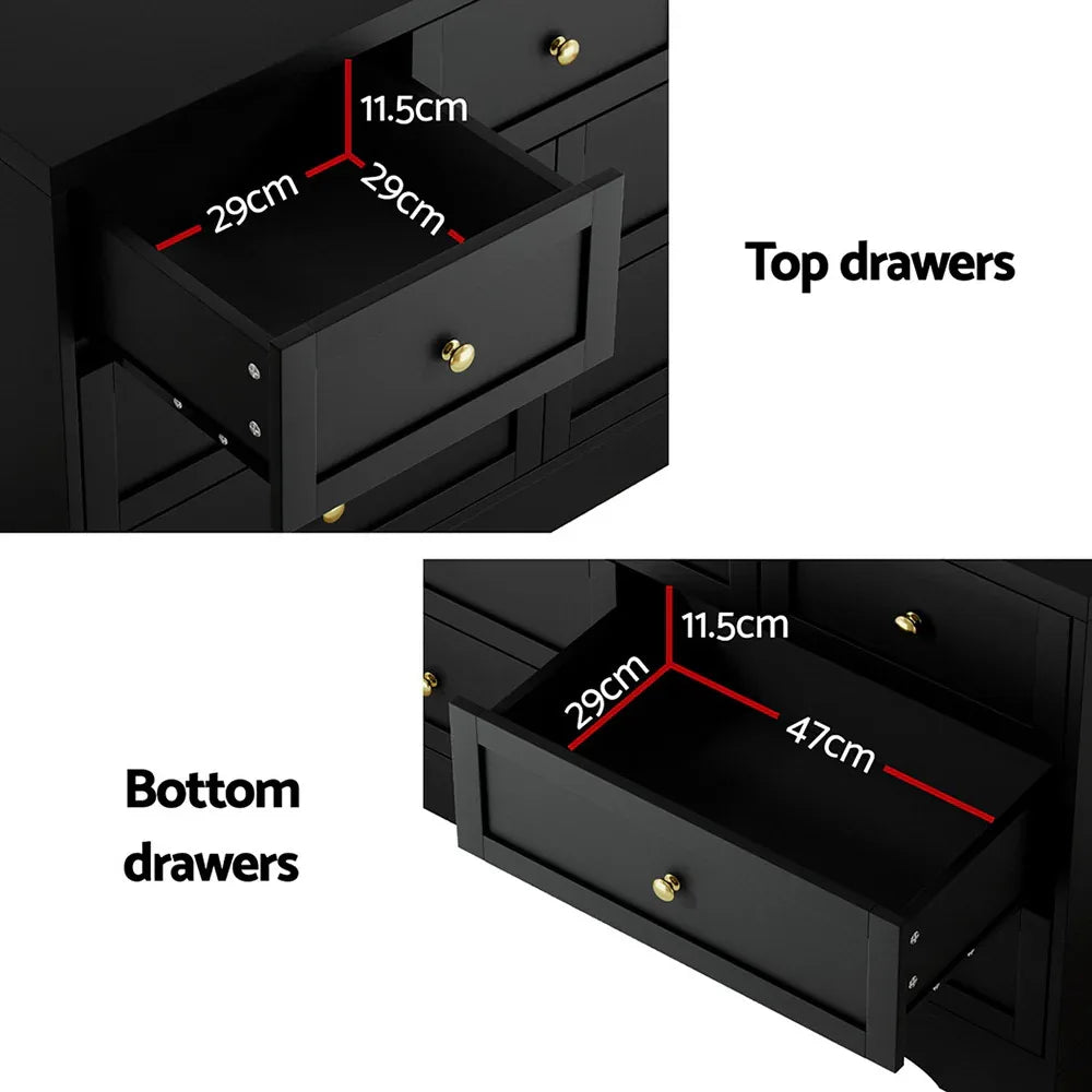 Artiss 7 Chest of Drawers Dresser Table Black - Mekamart Australia