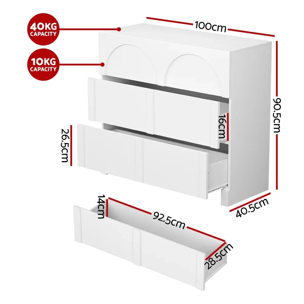 Artiss 3 Chest of Drawers Lowboy Dresser Cabinet White - Mekamart Australia
