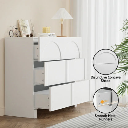 Artiss 3 Chest of Drawers Lowboy Dresser Cabinet White - Mekamart Australia