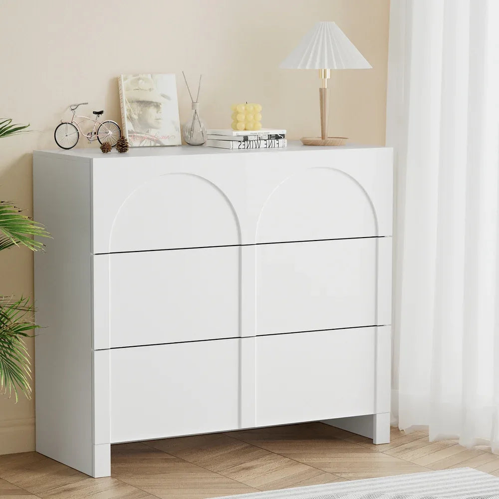 Artiss 3 Chest of Drawers Lowboy Dresser Cabinet White - Mekamart Australia