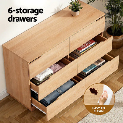 Artiss 6 Chest of Drawers Dresser Table Pine - Mekamart Australia