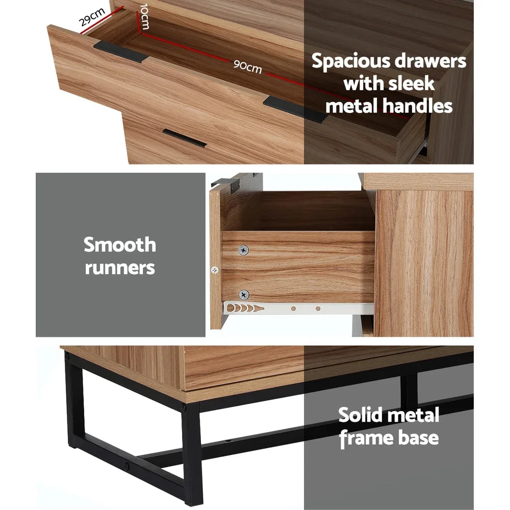 Artiss 4 Chest of Drawers Cabinet Dresser Table Tallboy Storage Bedroom Rust Oak - Mekamart Australia