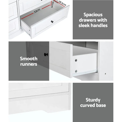 Artiss 6 Chest of Drawers - LEIF White - Mekamart Australia