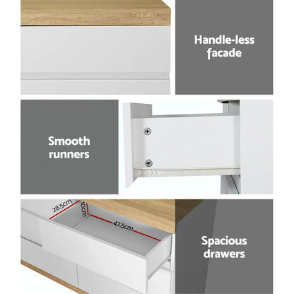 Artiss 6 Chest of Drawers Cabinet Dresser Table Tallboy Storage Bedroom White - Mekamart Australia