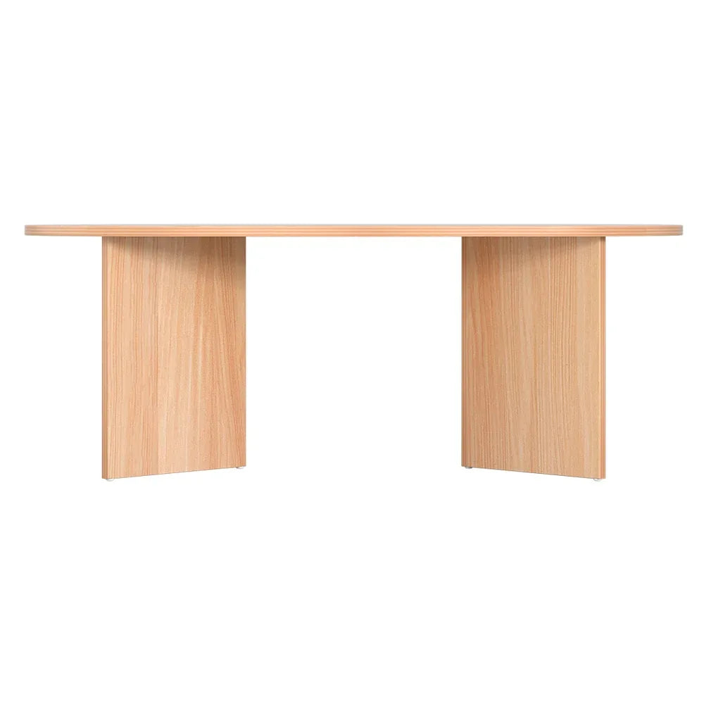 Artiss Coffee Table Oval 110CM Pine Alva - Mekamart Australia