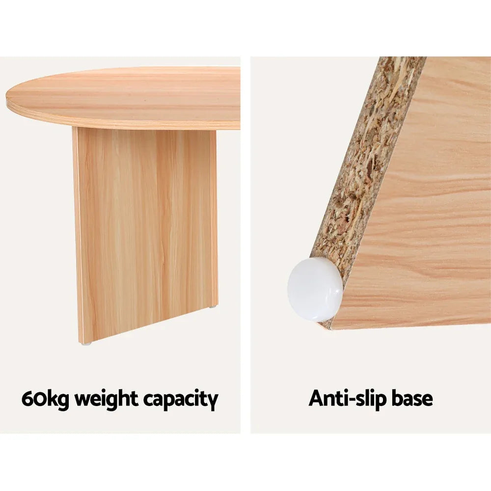 Artiss Coffee Table Oval 110CM Pine Alva - Mekamart Australia
