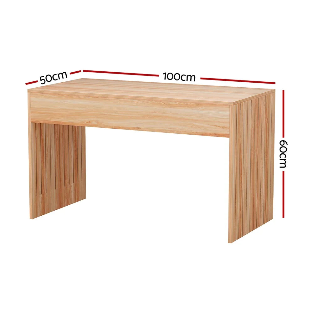 Artiss Coffee Table Rectangle Fluted Side 100CM - Mekamart Australia