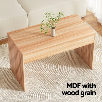 Artiss Coffee Table Rectangle Fluted Side 100CM - Mekamart Australia