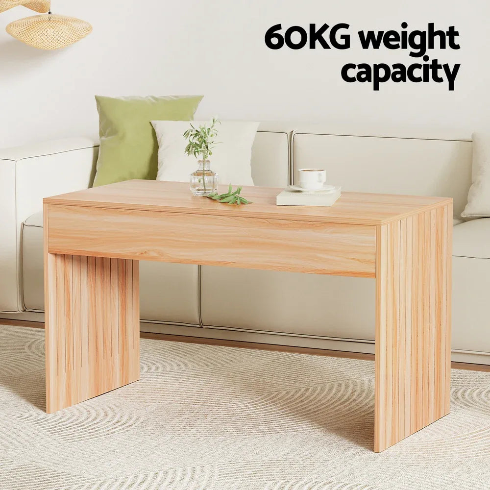 Artiss Coffee Table Rectangle Fluted Side 100CM - Mekamart Australia