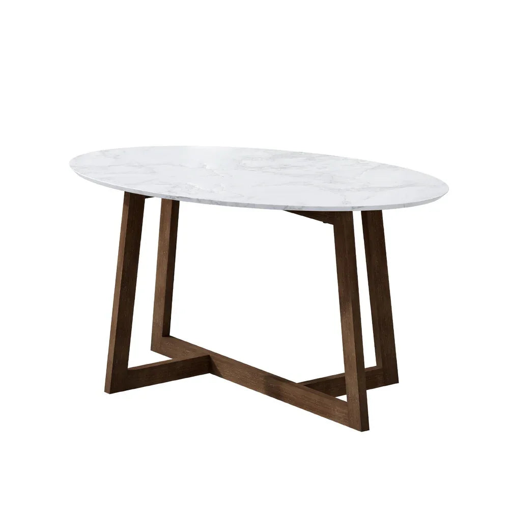 Artiss Coffee Table Oval Marble Effect - Mekamart Australia