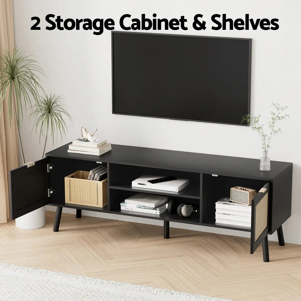 Artiss TV Unit 150cm Storage Cabinet Black - Mekamart Australia