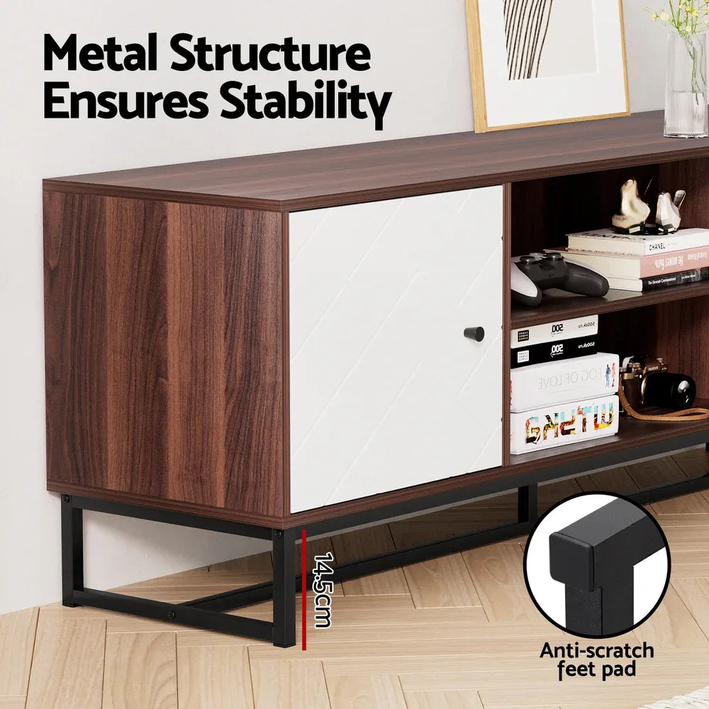 Artiss TV Unit 150cm Storage Shelves Walnut White - Mekamart Australia