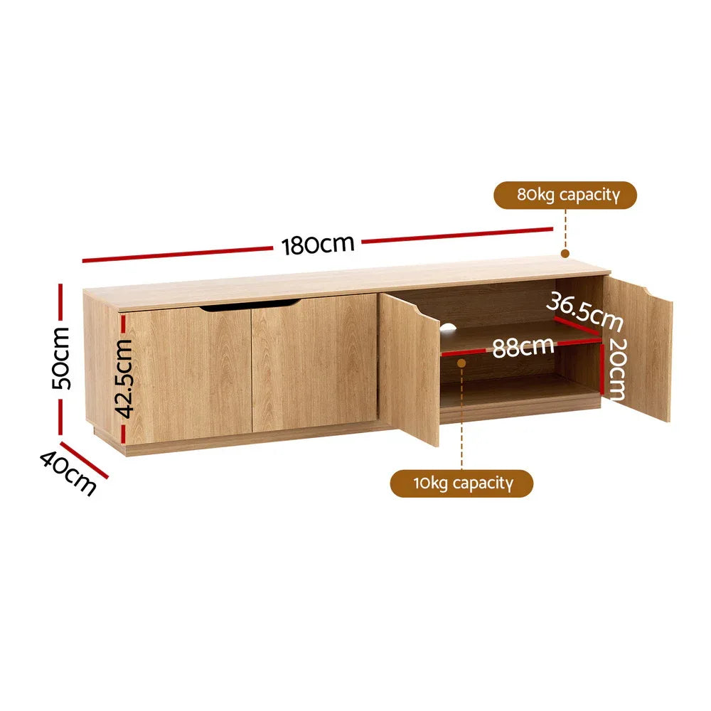 Artiss TV Unit Entertainment Unit Storage Cabinet 180cm Pine - Mekamart Australia