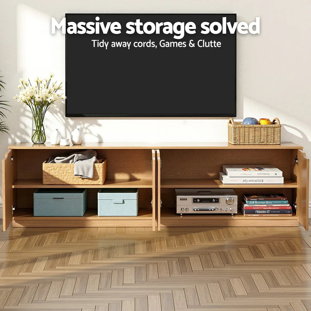 Artiss TV Unit Entertainment Unit Storage Cabinet 180cm Pine - Mekamart Australia