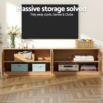 Artiss TV Unit Entertainment Unit Storage Cabinet 180cm Pine - Mekamart Australia