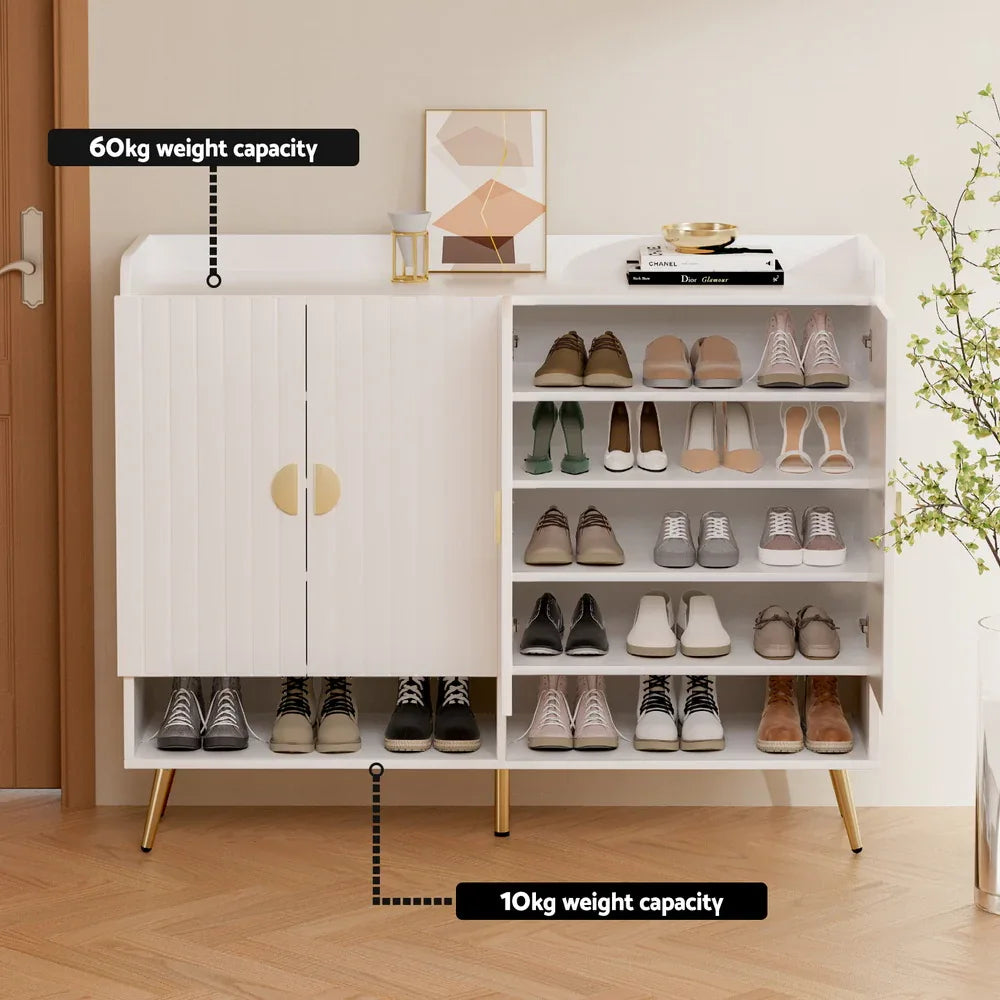 Artiss Shoe Rack Cabinet 5 Tiers 30 Pairs White - Mekamart Australia