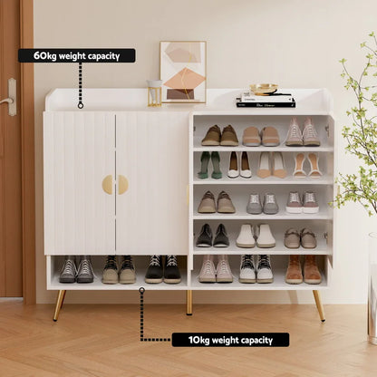 Artiss Shoe Rack Cabinet 5 Tiers 30 Pairs White - Mekamart Australia