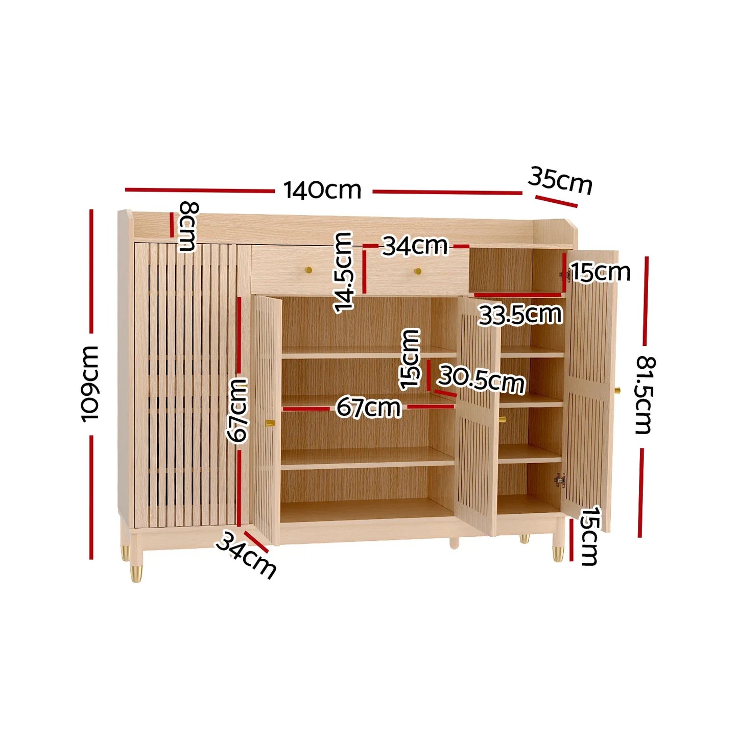 Artiss Shoe Rack Cabinet with Shelves 26 Pairs Pine - Mekamart Australia