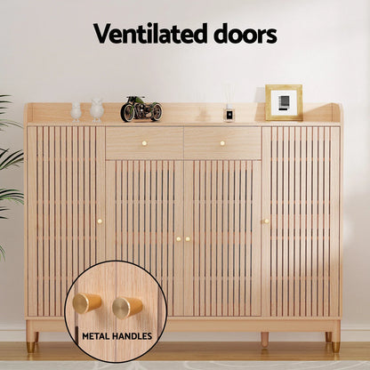 Artiss Shoe Rack Cabinet with Shelves 26 Pairs Pine - Mekamart Australia