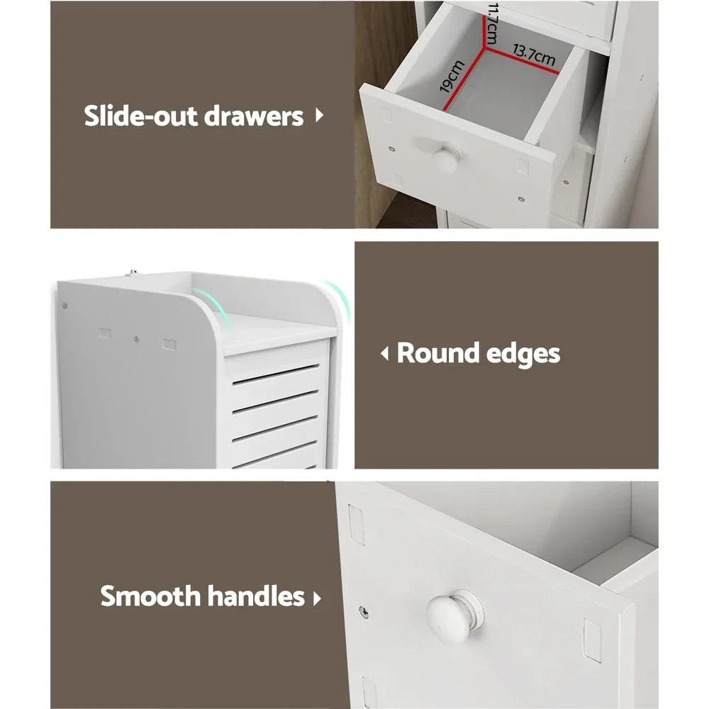 Artiss Bathroom Toilet Storage Cabinet Laundry Tallboy Cupboard Slim Corner - Mekamart Australia