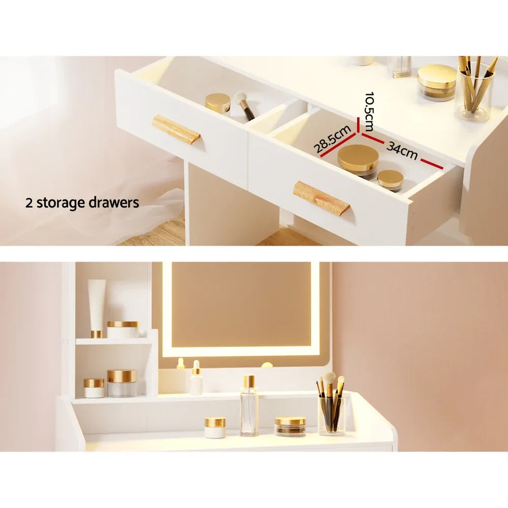 Artiss Dressing Table Set Stool Led White Doria - Mekamart Australia