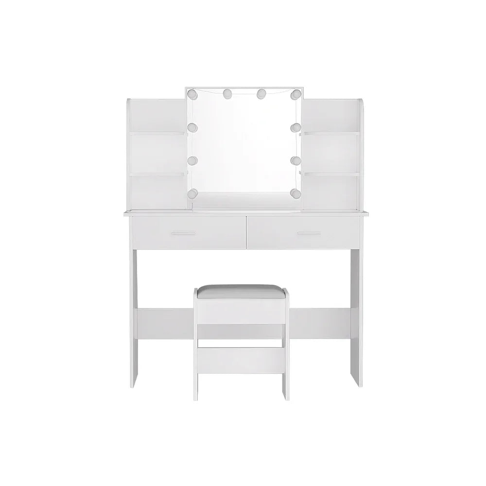 Artiss Dressing Table Set Stool 10 Led Bulbs White Dulcea - Mekamart Australia