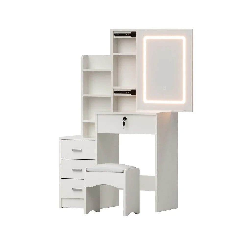 Artiss Dressing Table Vanity Desk Set Stool Led White - Mekamart Australia