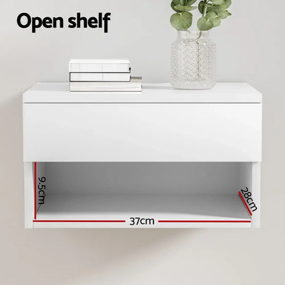 Artiss Floating Bedside Table Nightstand Drawer White - Mekamart Australia