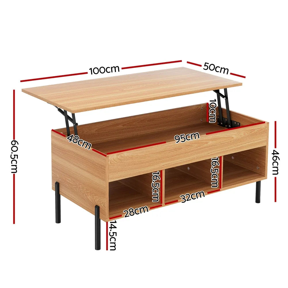 Artiss Coffee Table Lift-top Oak - Mekamart Australia