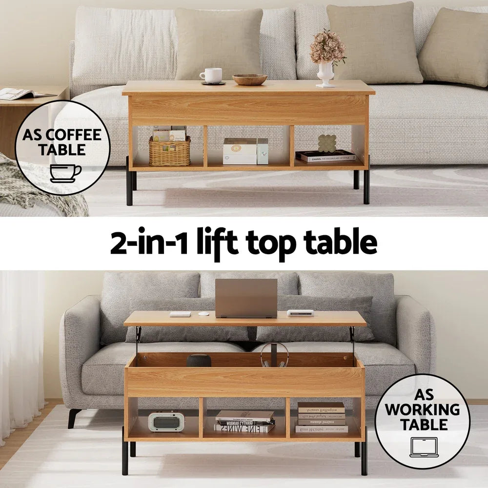 Artiss Coffee Table Lift-top Oak - Mekamart Australia