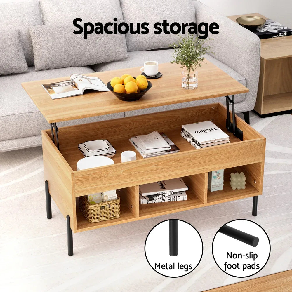 Artiss Coffee Table Lift-top Oak - Mekamart Australia