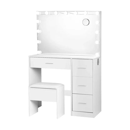 Artiss Dressing Table Set Stool 15 Led Bulbs White Darcy - Mekamart Australia