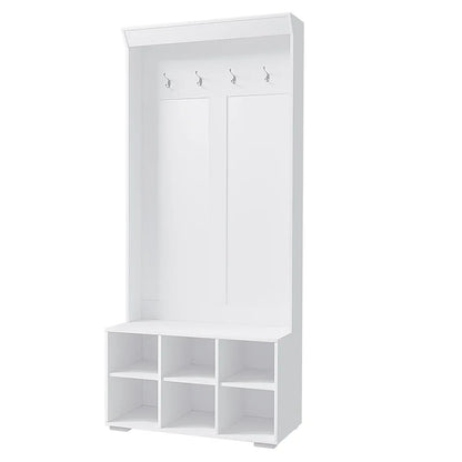 Artiss Shoe Rack Cabinet Hall Tree Coat Rack 180CM White - Mekamart Australia