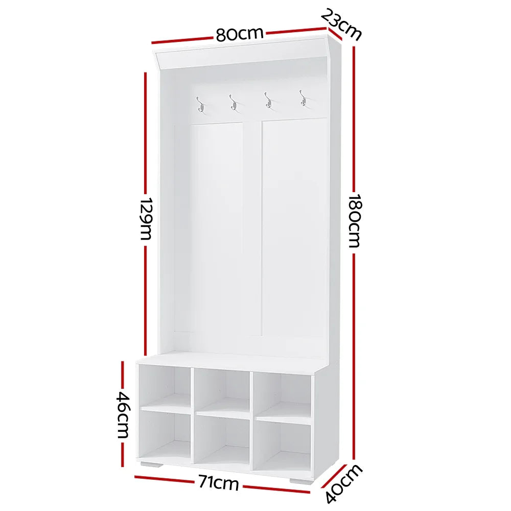 Artiss Shoe Rack Cabinet Hall Tree Coat Rack 180CM White - Mekamart Australia