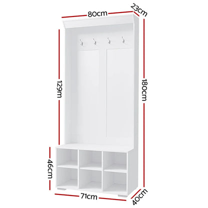 Artiss Shoe Rack Cabinet Hall Tree Coat Rack 180CM White - Mekamart Australia