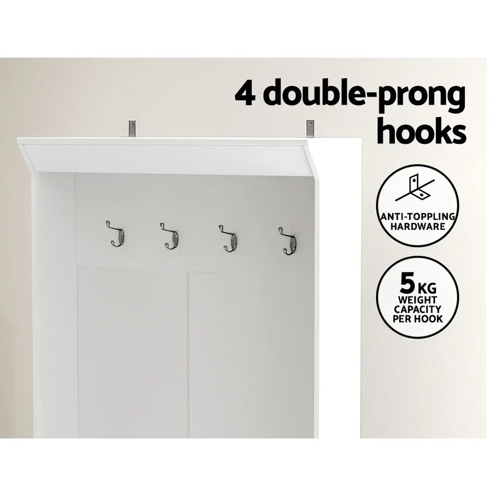 Artiss Shoe Rack Cabinet Hall Tree Coat Rack 180CM White - Mekamart Australia