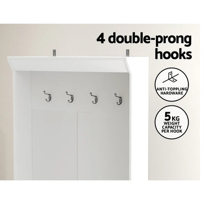 Artiss Shoe Rack Cabinet Hall Tree Coat Rack 180CM White - Mekamart Australia
