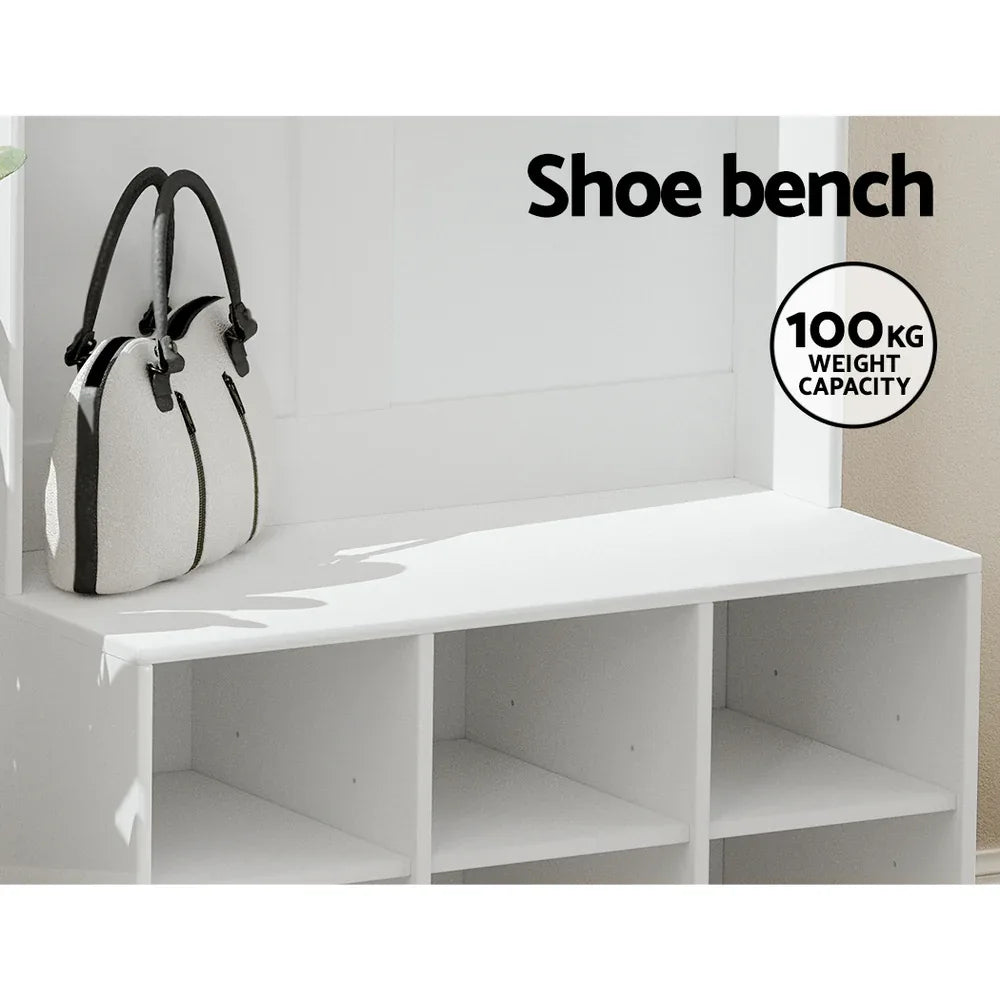 Artiss Shoe Rack Cabinet Hall Tree Coat Rack 180CM White - Mekamart Australia