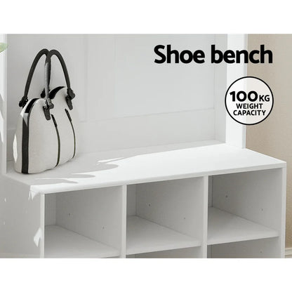 Artiss Shoe Rack Cabinet Hall Tree Coat Rack 180CM White - Mekamart Australia