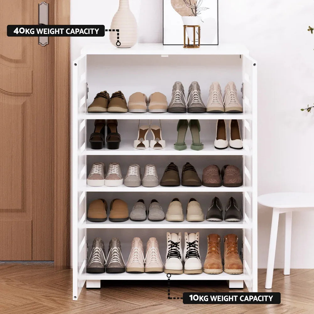 Artiss Shoe Rack Storage Cabinet 20 Pairs 5-tier White Alster - Mekamart Australia
