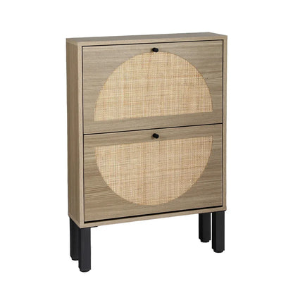 Artiss Shoe Rack Cabinet 2 Drawers Rattan 6 Pairs - Mekamart Australia
